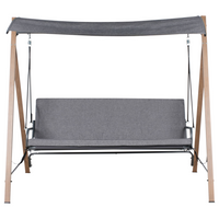 Dondolo da giardino in tessuto grigio con struttura in acciaio a 3 posti