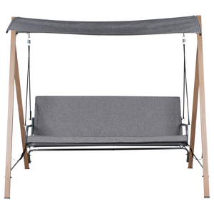 Dondolo da giardino in tessuto grigio con struttura in acciaio a 3 posti