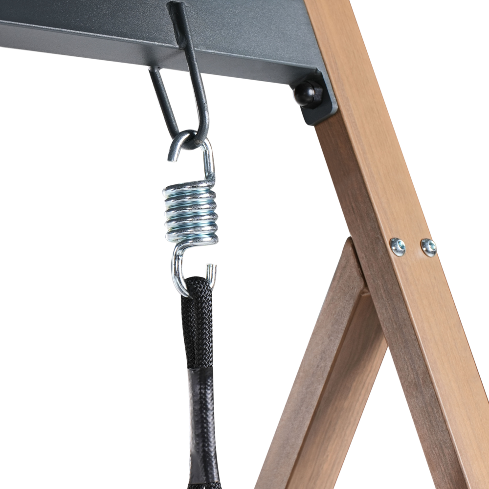 Dondolo da giardino in tessuto grigio con struttura in acciaio a 3 posti