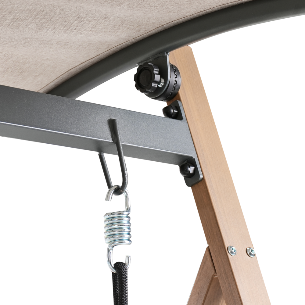 Dondolo da giardino in tessuto beige con struttura in acciaio a 3 posti