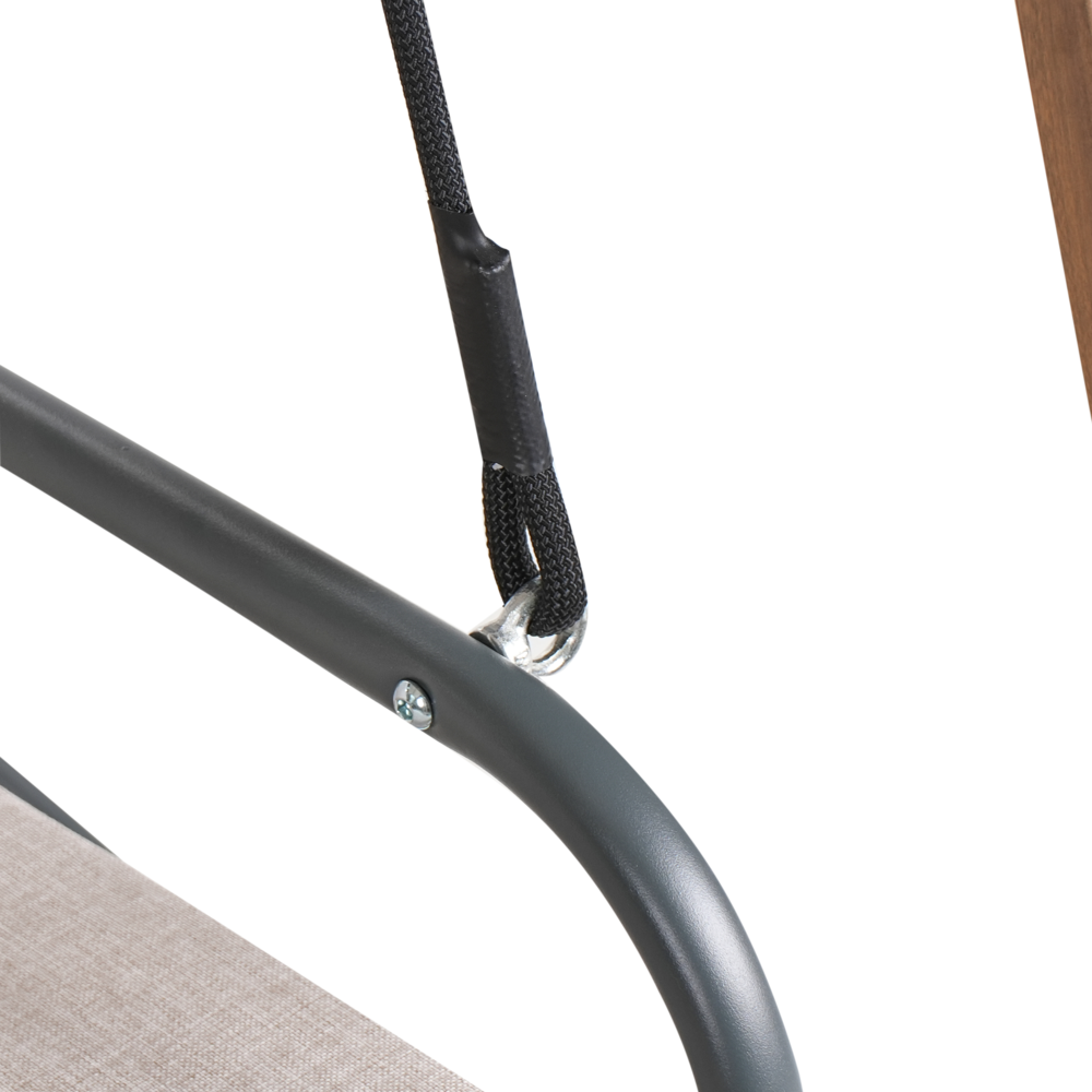 Dondolo da giardino in tessuto beige con struttura in acciaio a 3 posti