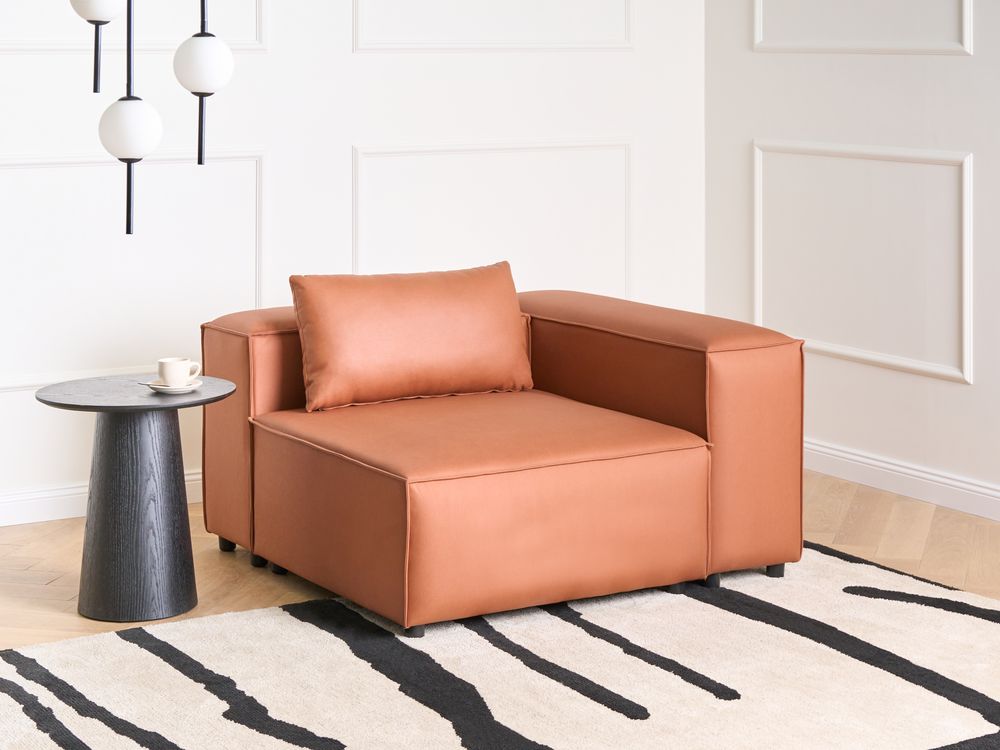 Divano angolare a 1 posto Modulo in ecopelle marrone dorato Brande stile moderno