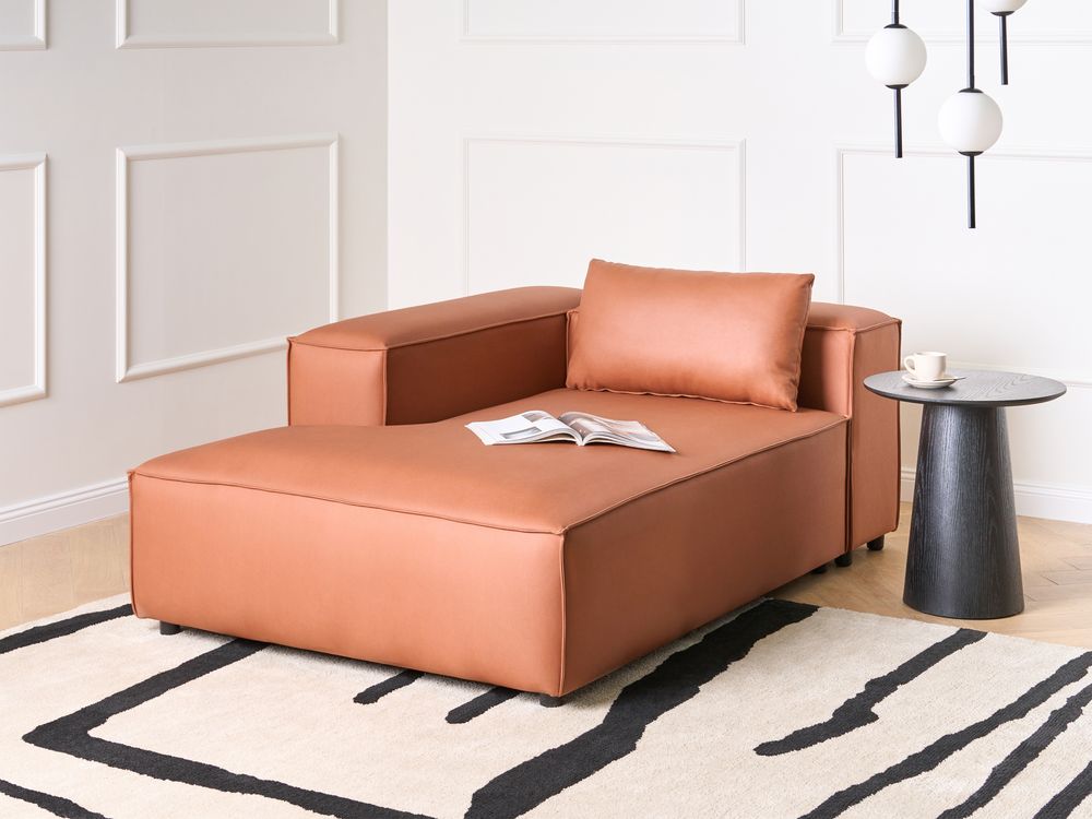 Chaise Lounge a destro Rivestimento in tessuto marrone dorato stile moderno