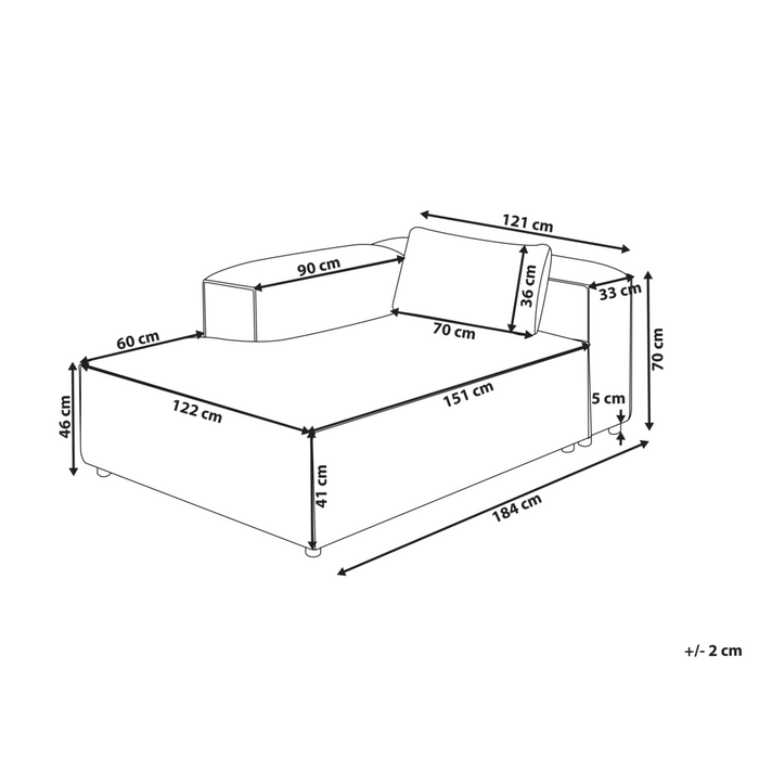 Chaise Lounge a destro Rivestimento in tessuto marrone dorato stile moderno