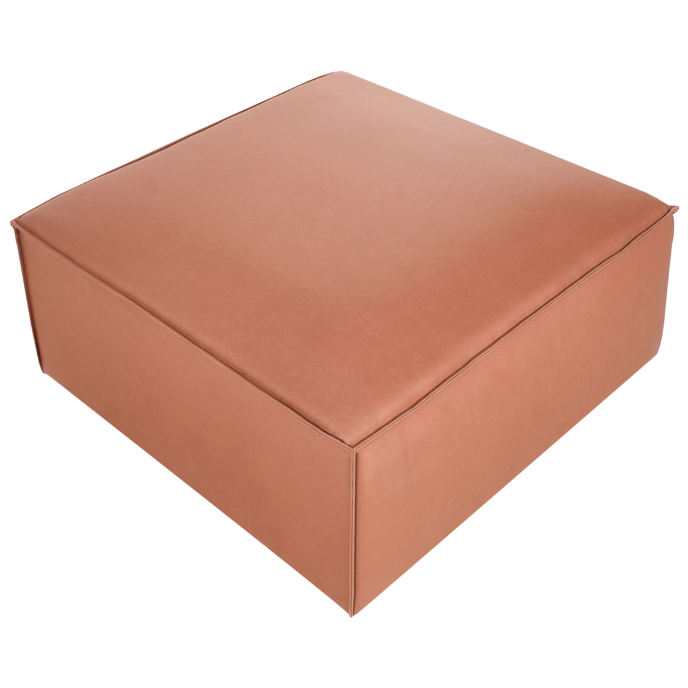 Pouf rettangolare in ecopelle tessuto marrone dorato stile moderno