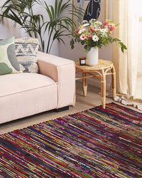 Tappeto Cotone Multicolore Scuro 140 x 200 cm Rettangolare Fatto a Mano Boho Eclettico