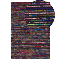 Tappeto Cotone Multicolore Scuro 140 x 200 cm Rettangolare Fatto a Mano Boho Eclettico