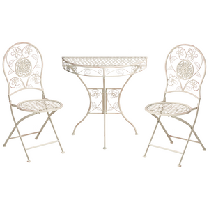 Set da giardino in metallo stile vintage con motivo floreale e struttura in ferro Beige chiaro stile vintage