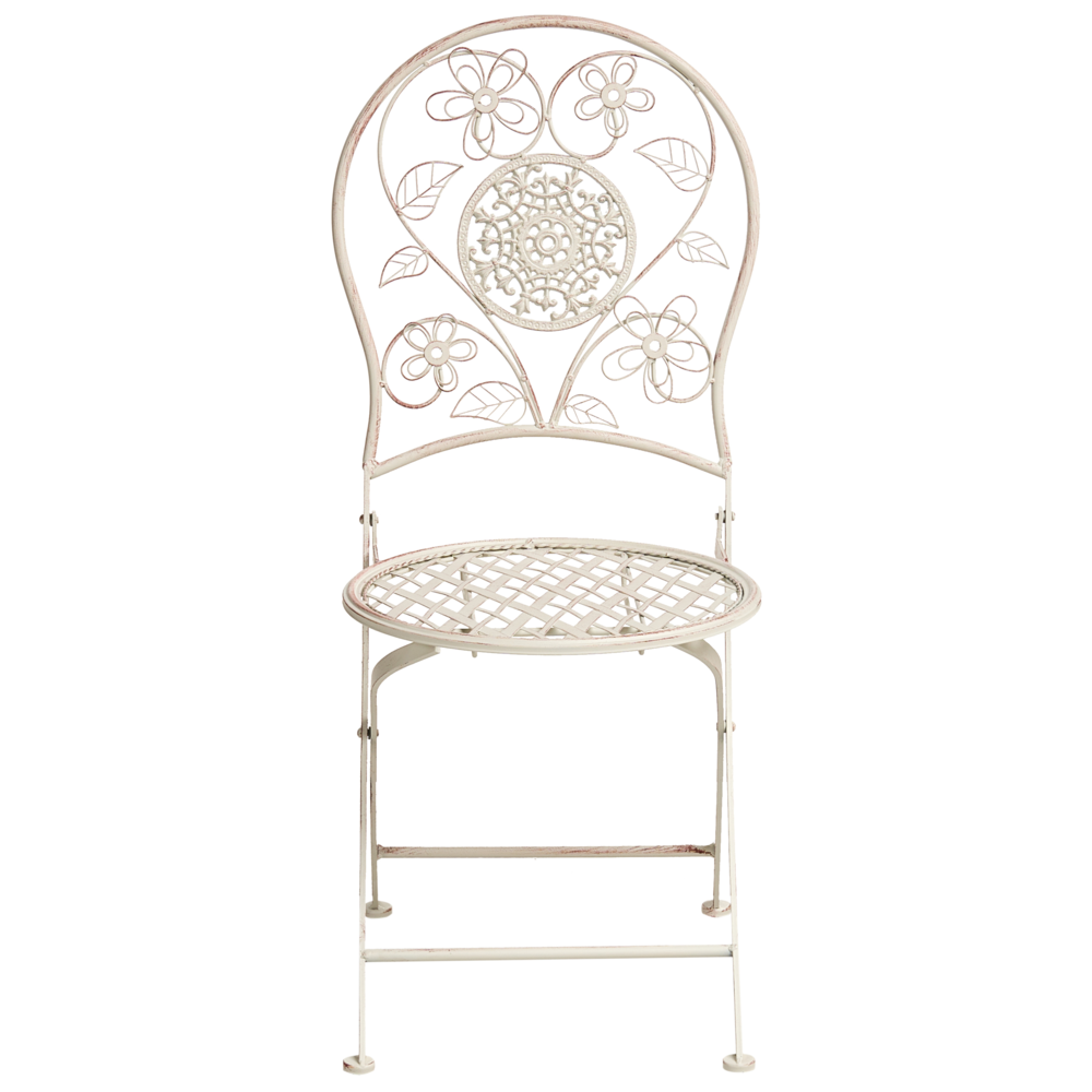 Set da giardino in metallo stile vintage con motivo floreale e struttura in ferro Beige chiaro stile vintage