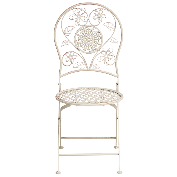 Set da giardino in metallo stile vintage con motivo floreale e struttura in ferro Beige chiaro stile vintage