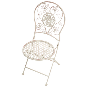 Set da giardino in metallo stile vintage con motivo floreale e struttura in ferro Beige chiaro stile vintage