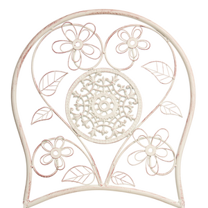 Set da giardino in metallo stile vintage con motivo floreale e struttura in ferro Beige chiaro stile vintage