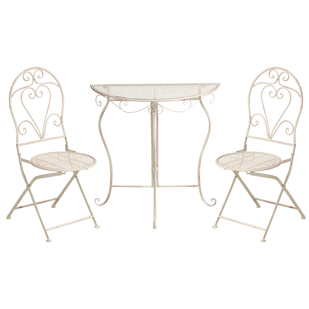 Set da bistrot da giardino in metallo beige chiaro stile vintage