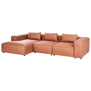 Divano a sinistra a 4 posti in tessuto modulare marrone dorato lato destro stile moderno