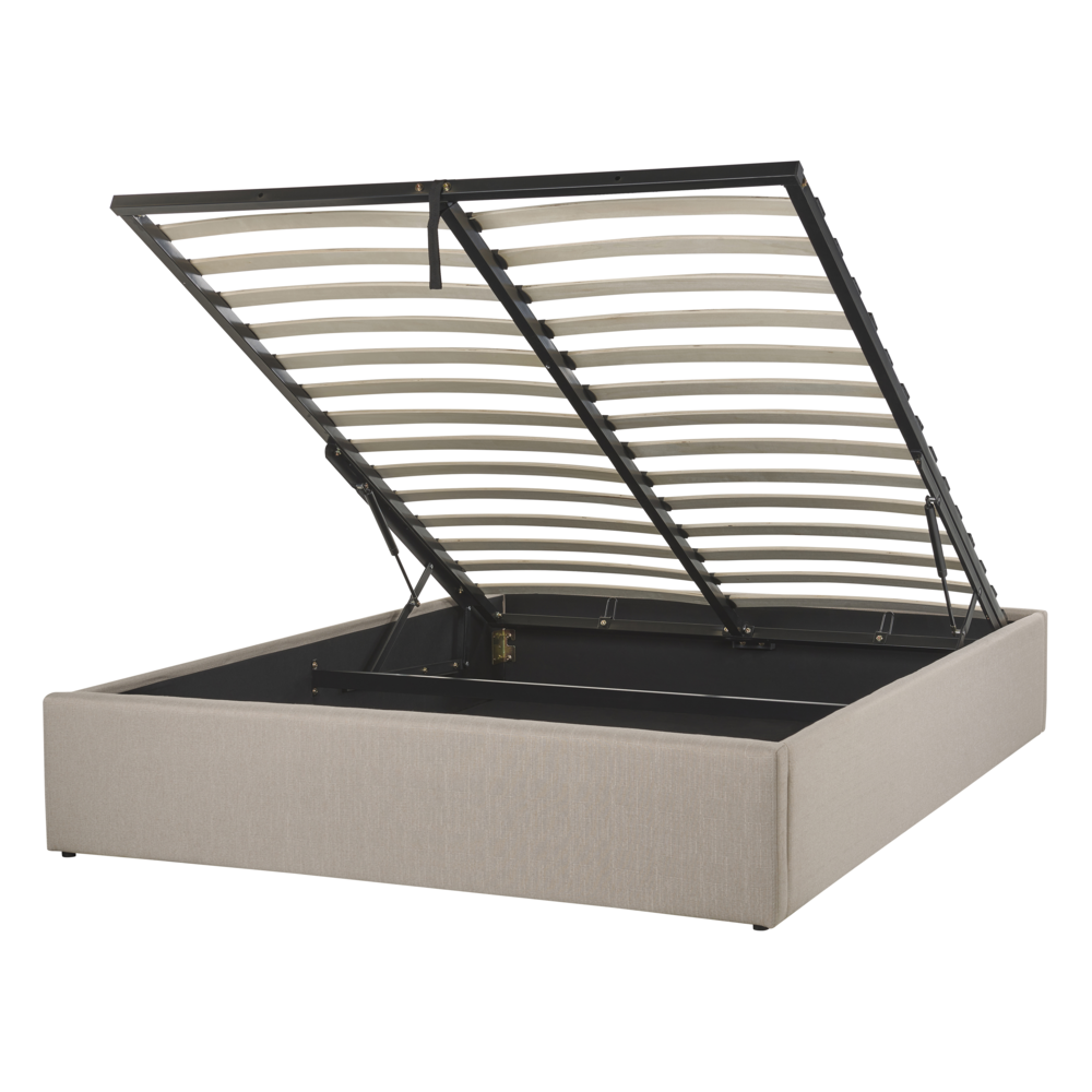 Letto a doghe Ottomana imbottita in tessuto di poliestere marrone chiaro Contenitore 140 cm 6 Doppia dimensione Design moderno