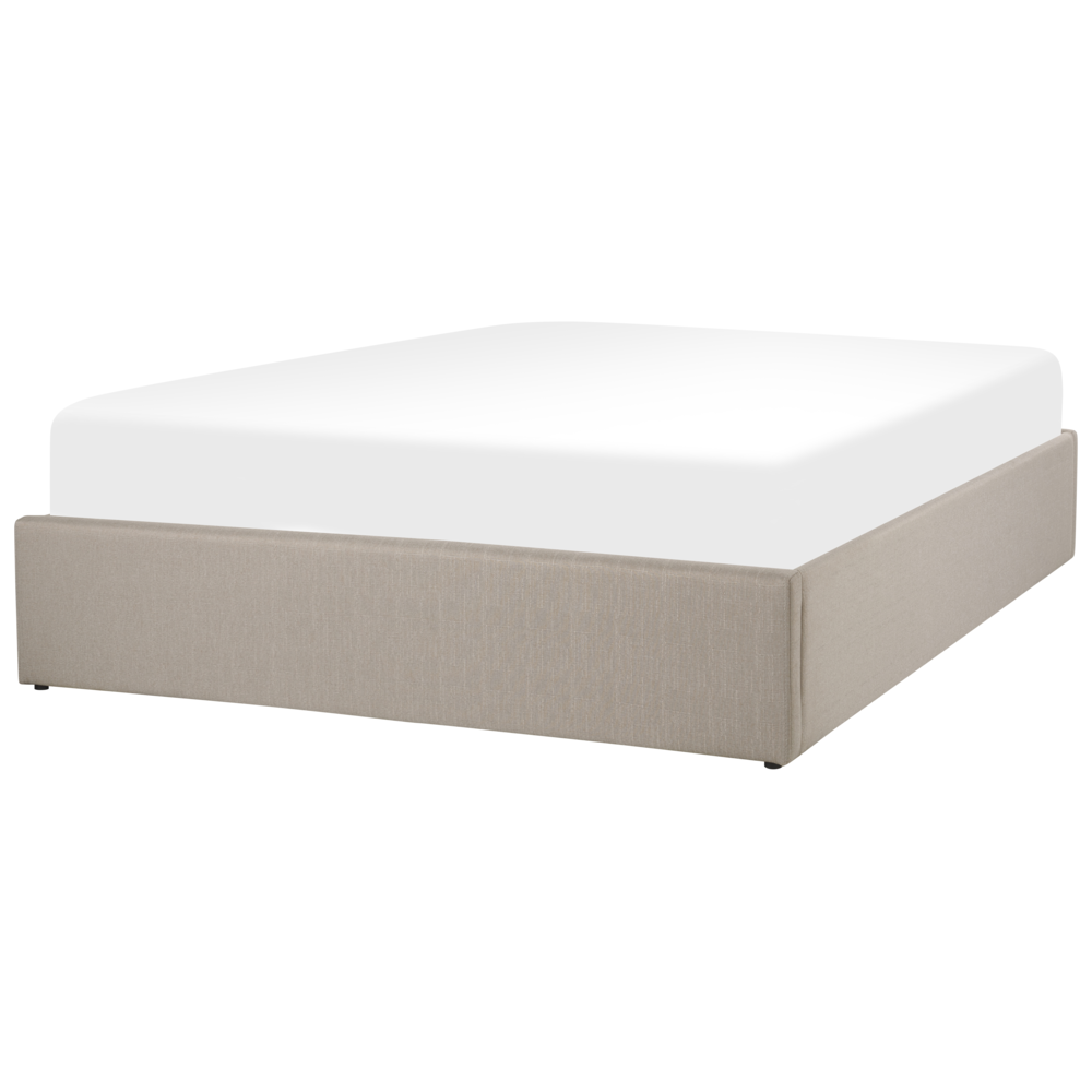 Letto a doghe Ottomana imbottita in tessuto di poliestere marrone chiaro Contenitore 140 cm 6 Doppia dimensione Design moderno