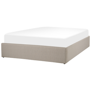 Letto a doghe Ottomana imbottita in tessuto di poliestere marrone chiaro Contenitore 140 cm 6 Doppia dimensione Design moderno