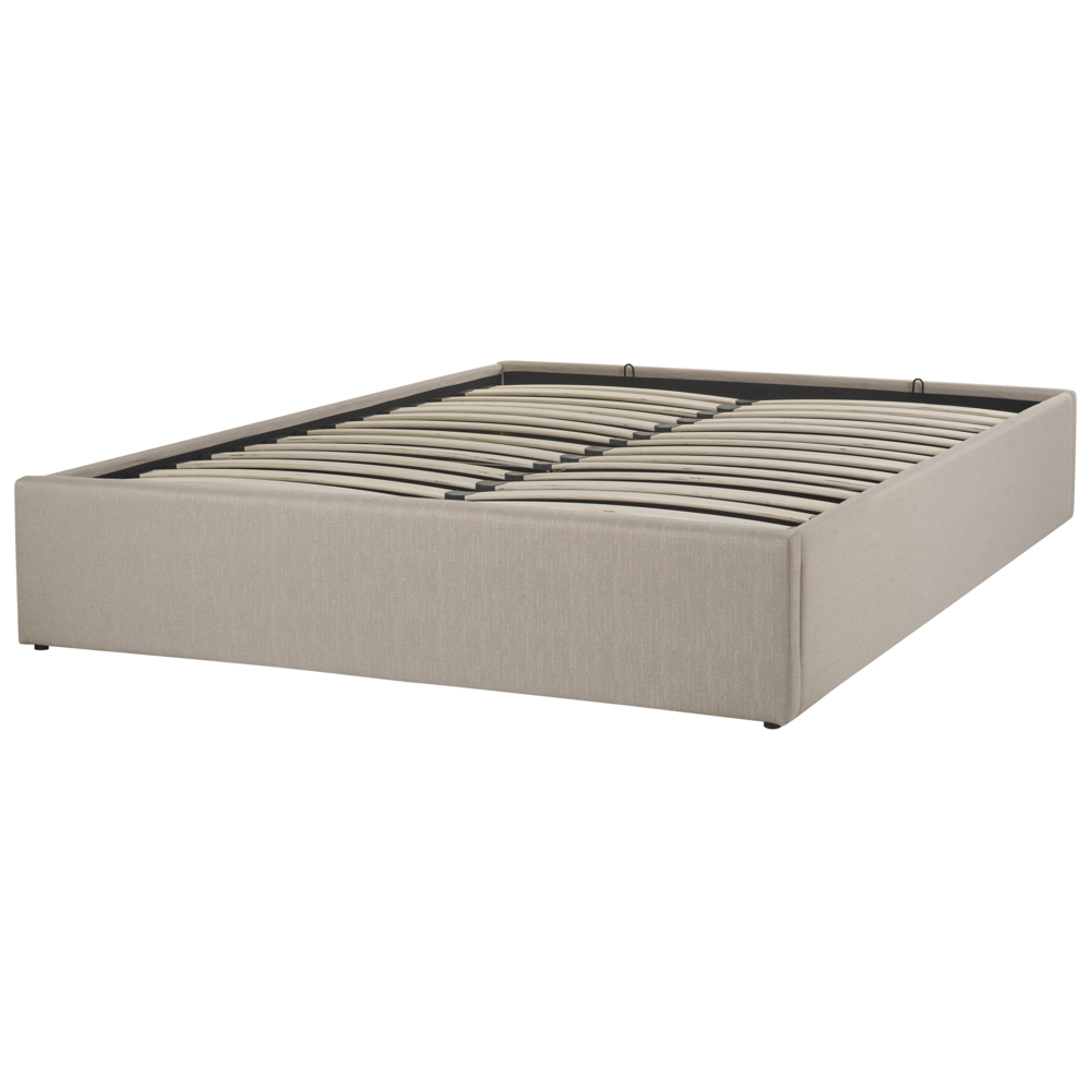 Letto a doghe Ottomana imbottita in tessuto di poliestere marrone chiaro Contenitore 140 cm 6 Doppia dimensione Design moderno