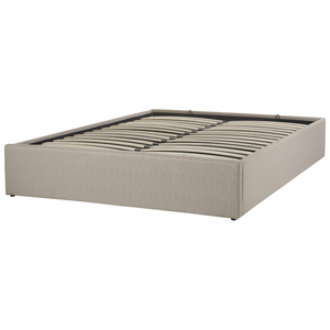 Letto a doghe Ottomana imbottita in tessuto di poliestere marrone chiaro Contenitore 140 cm 6 Doppia dimensione Design moderno