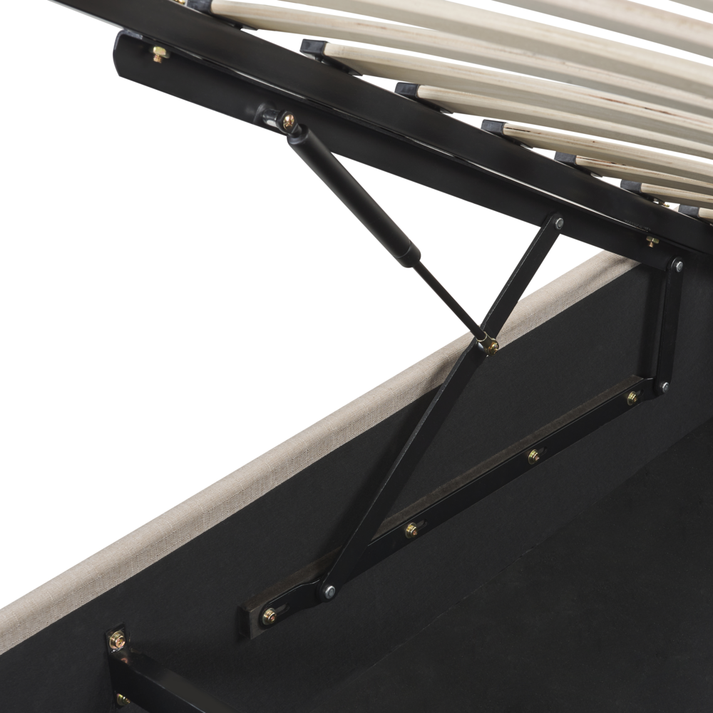 Letto a doghe Ottomana imbottita in tessuto di poliestere marrone chiaro Contenitore 140 cm 6 Doppia dimensione Design moderno