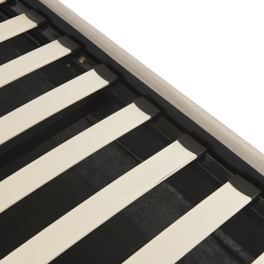 Letto matrimoniale con contenitore Imbottito marrone chiaro Effetto Lino con Box Portaoggetti 160 x 200 cm Design moderno