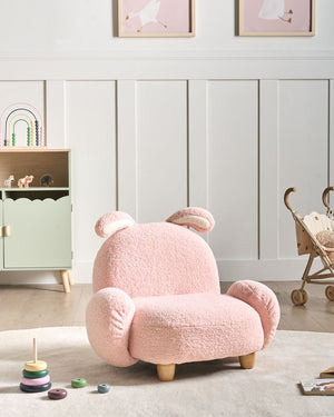 Poltrona per animali Imbottitura in poliestere rosa pastello Seduta per bambini Design moderno Forma di coniglio