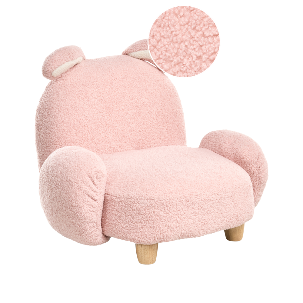 Poltrona per animali Imbottitura in poliestere rosa pastello Seduta per bambini Design moderno Forma di coniglio