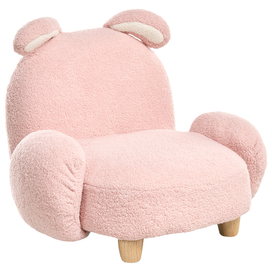 Poltrona per animali Imbottitura in poliestere rosa pastello Seduta per bambini Design moderno Forma di coniglio