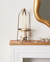 Portacandele in Metallo Dorato 48 cm Decorazione Retro per Soggiorno o Camera da Letto