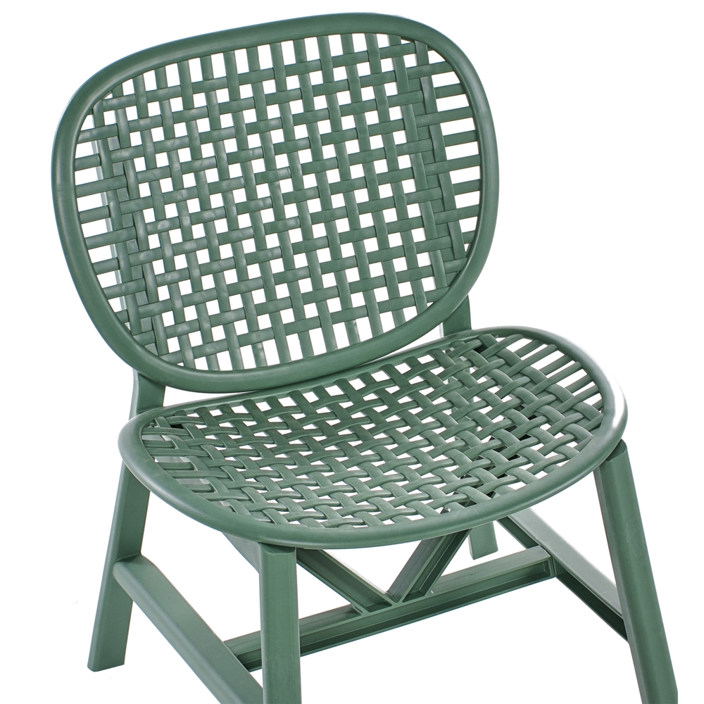 Set bar bistrot da giardino per esterni Tavolo e sedie basse Materiale sintetico verde