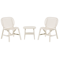 Set bar bistrot da giardino per esterni Tavolo e sedie basse Materiale sintetico bianco sporco