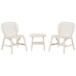 Set bar bistrot da giardino per esterni Tavolo e sedie basse Materiale sintetico bianco sporco