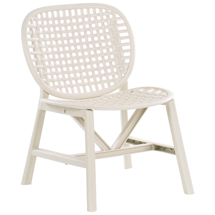 Set bar bistrot da giardino per esterni Tavolo e sedie basse Materiale sintetico bianco sporco
