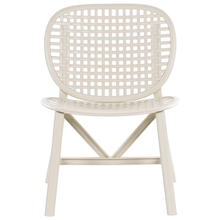 Set bar bistrot da giardino per esterni Tavolo e sedie basse Materiale sintetico bianco sporco