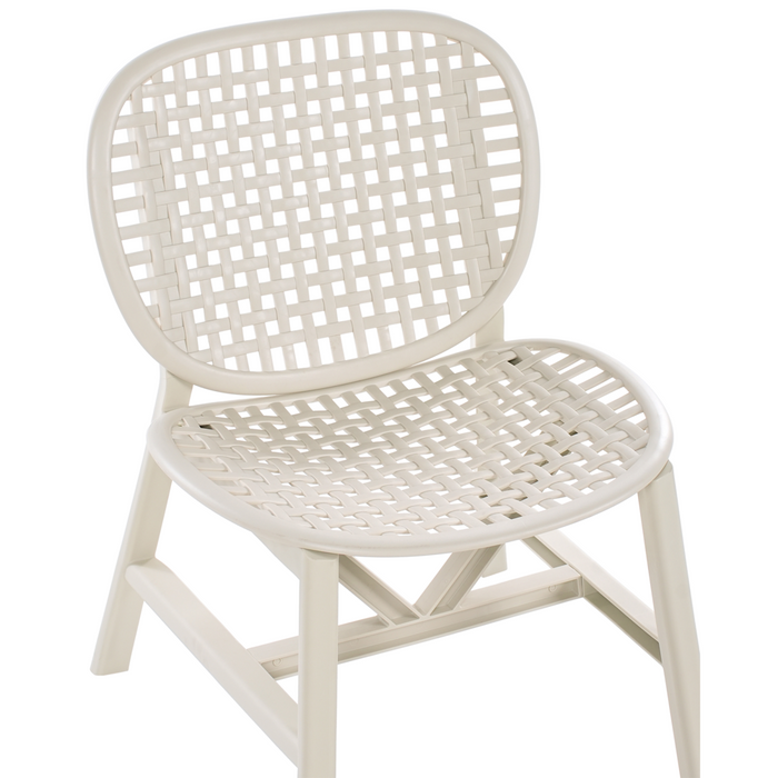 Set bar bistrot da giardino per esterni Tavolo e sedie basse Materiale sintetico bianco sporco
