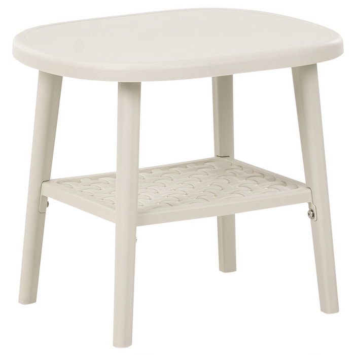 Set bar bistrot da giardino per esterni Tavolo e sedie basse Materiale sintetico bianco sporco