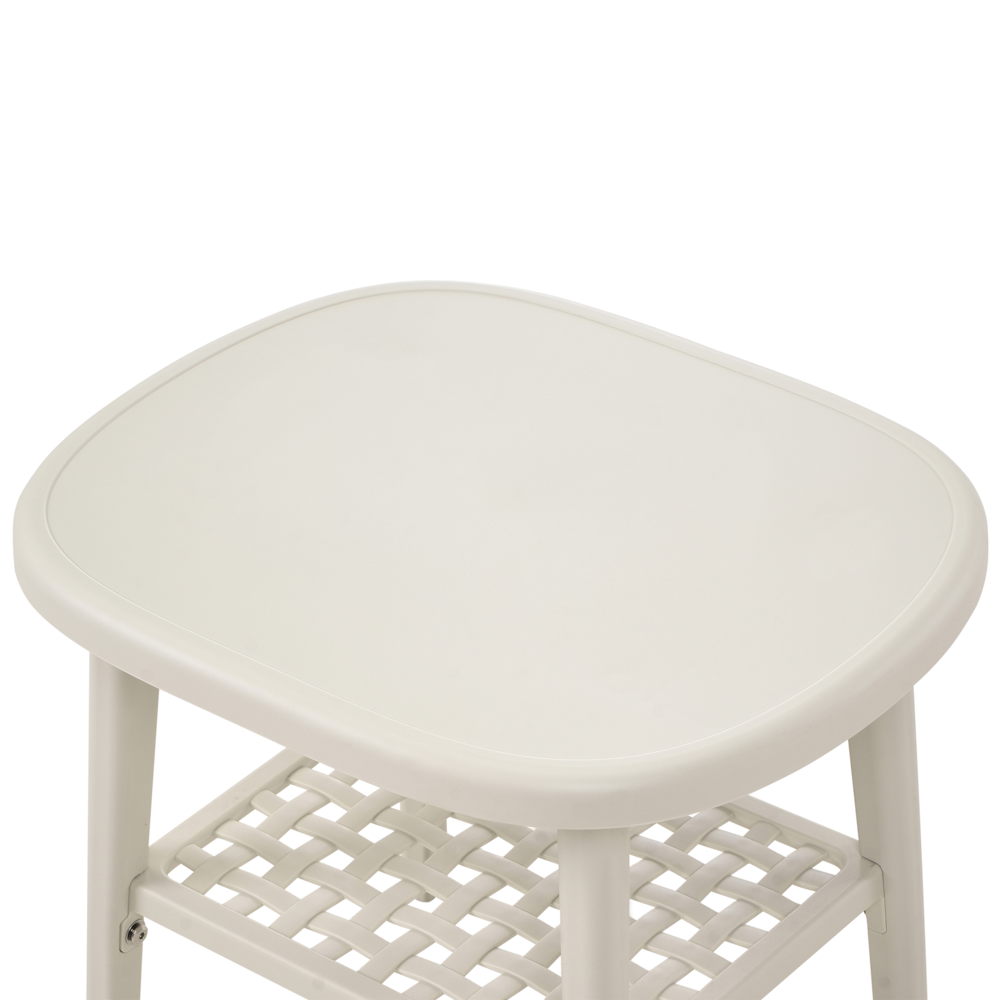 Set bar bistrot da giardino per esterni Tavolo e sedie basse Materiale sintetico bianco sporco