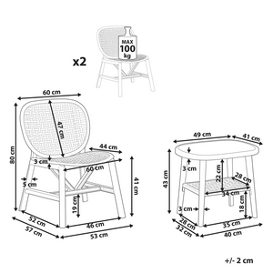 Set bar bistrot da giardino per esterni Tavolo e sedie basse Materiale sintetico bianco sporco