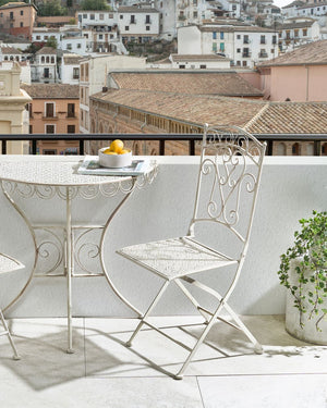 Set di 2 sedie da giardino Light Beige Metal Iron Frame Folding Vintage Style Outdoor