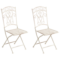 Set di 2 sedie da giardino Light Beige Metal Iron Frame Folding Vintage Style Outdoor