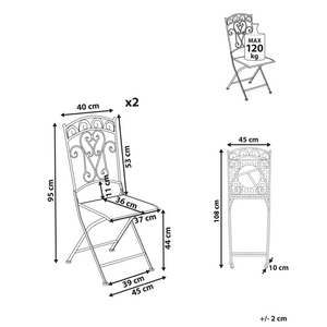 Set di 2 sedie da giardino Light Beige Metal Iron Frame Folding Vintage Style Outdoor