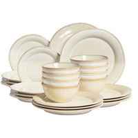 Set di 24 stoviglie in gres caolino beige chiaro fatto a mano con smalto reattivo Cucina Sala da pranzo