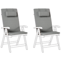 Set di 2 cuscini per sedie da giardino Cuscino per schienale in poliestere grigio Design moderno Cuscino per esterni