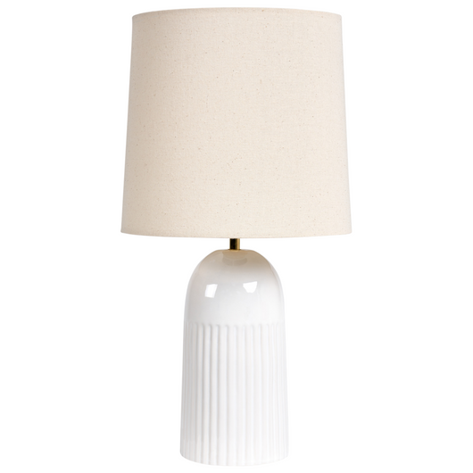 Lampada da tavolo con base in ceramica bianca e paralume in lino Lampada da comodino per il salotto del corridoio