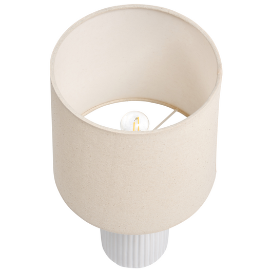 Lampada da tavolo con base in ceramica bianca e paralume in lino Lampada da comodino per il salotto del corridoio