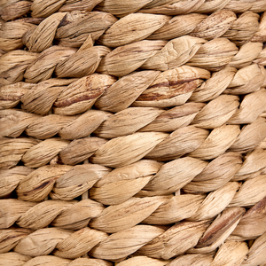 Lampada da tavolo Base in giacinto d'acqua naturale Tessuto con paralume bianco Stile costiero Boho Japandi