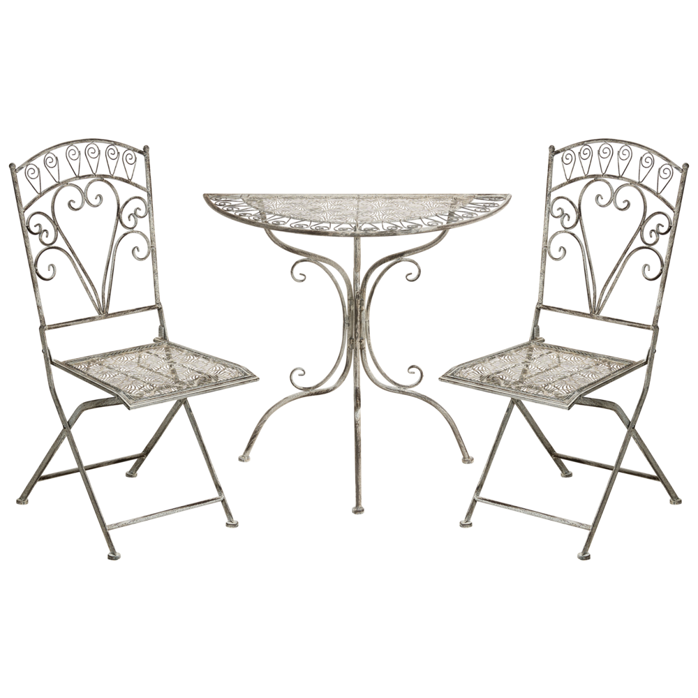 Set da bistrot da giardino in metallo grigio con motivo floreale stile vintage
