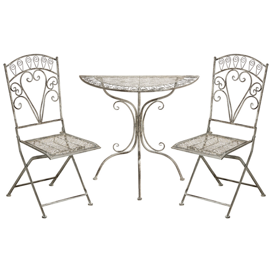 Set da bistrot da giardino in metallo grigio con motivo floreale stile vintage