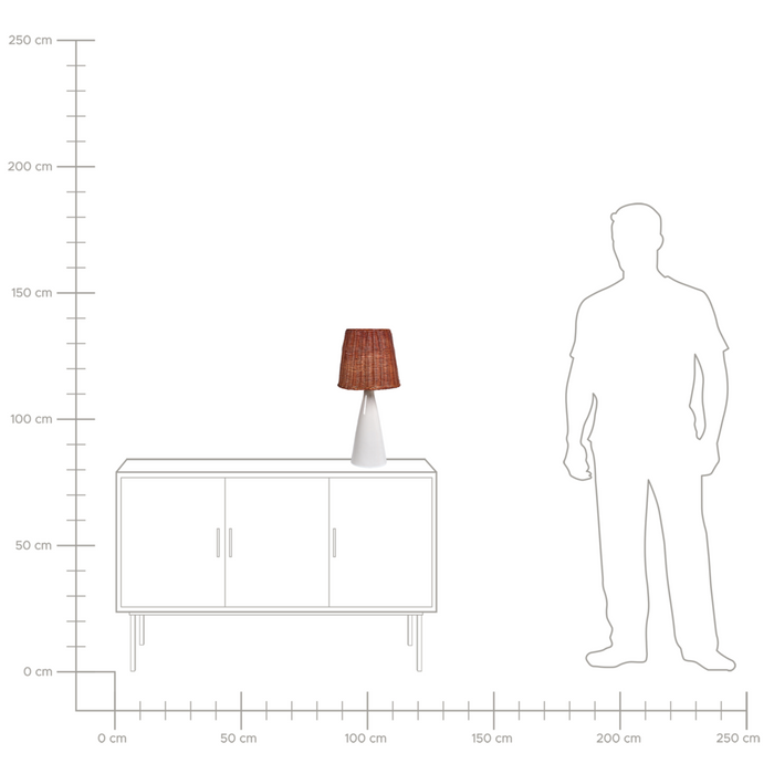 Lampada da tavolo con base in ceramica bianca e paralume in rattan Lampada da comodino per il salotto del corridoio