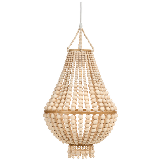 Lampadario perline di legno di gomma marrone stile Boho